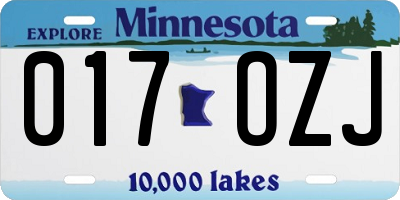 MN license plate 017OZJ