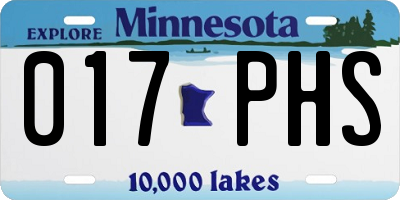 MN license plate 017PHS