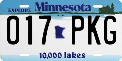 MN license plate 017PKG