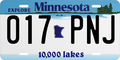 MN license plate 017PNJ