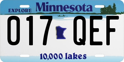 MN license plate 017QEF
