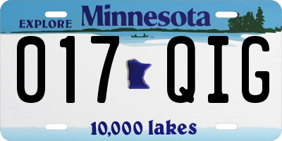 MN license plate 017QIG