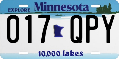MN license plate 017QPY