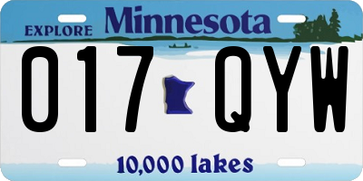 MN license plate 017QYW