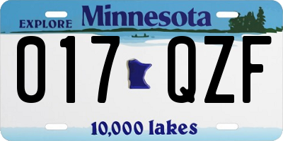 MN license plate 017QZF