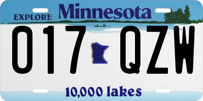 MN license plate 017QZW