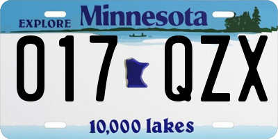 MN license plate 017QZX