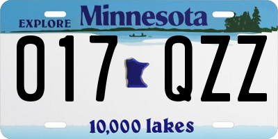 MN license plate 017QZZ