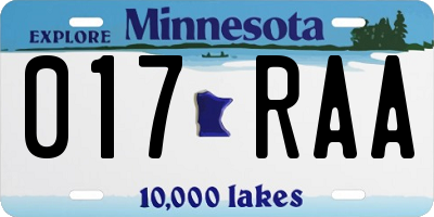 MN license plate 017RAA