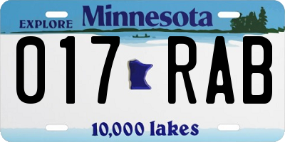MN license plate 017RAB