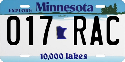 MN license plate 017RAC