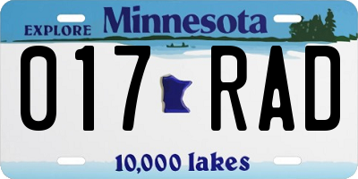 MN license plate 017RAD