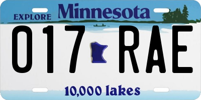 MN license plate 017RAE