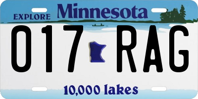 MN license plate 017RAG
