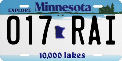 MN license plate 017RAI