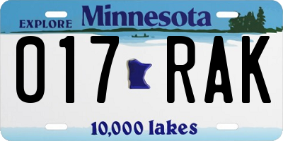 MN license plate 017RAK