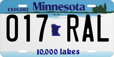 MN license plate 017RAL