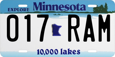 MN license plate 017RAM