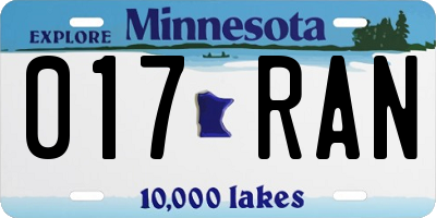 MN license plate 017RAN