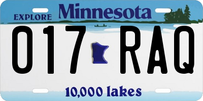 MN license plate 017RAQ