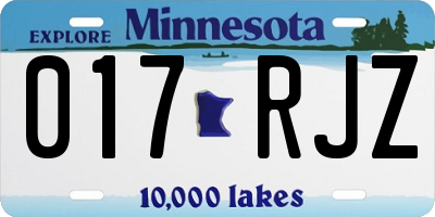 MN license plate 017RJZ