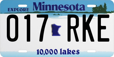 MN license plate 017RKE