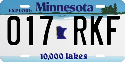 MN license plate 017RKF