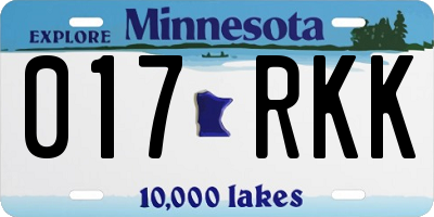 MN license plate 017RKK