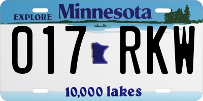 MN license plate 017RKW
