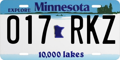MN license plate 017RKZ