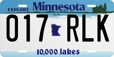 MN license plate 017RLK