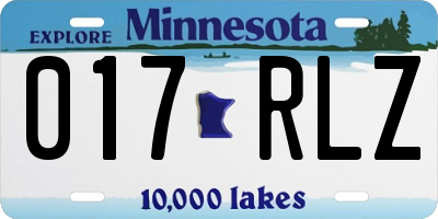 MN license plate 017RLZ