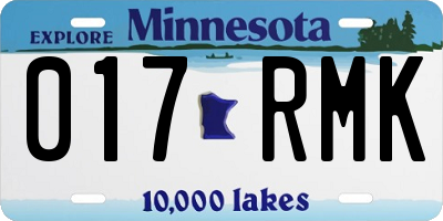 MN license plate 017RMK
