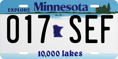 MN license plate 017SEF