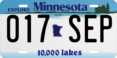 MN license plate 017SEP