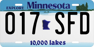 MN license plate 017SFD