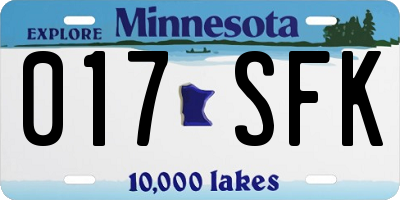 MN license plate 017SFK