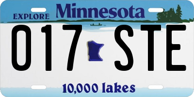 MN license plate 017STE