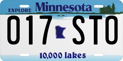 MN license plate 017STO