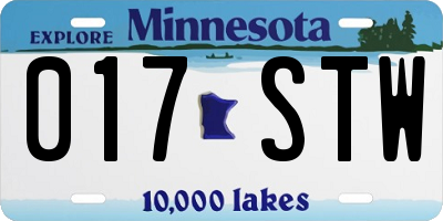 MN license plate 017STW