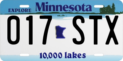 MN license plate 017STX