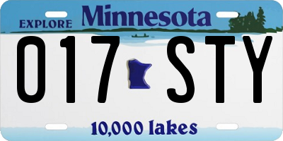 MN license plate 017STY