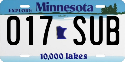 MN license plate 017SUB