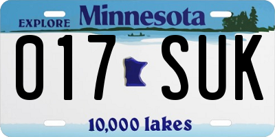 MN license plate 017SUK