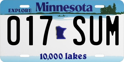 MN license plate 017SUM