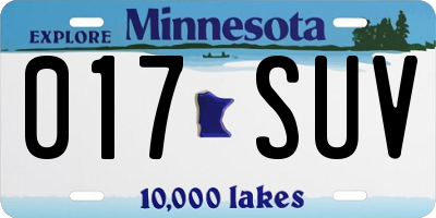 MN license plate 017SUV