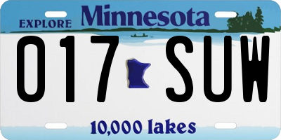 MN license plate 017SUW
