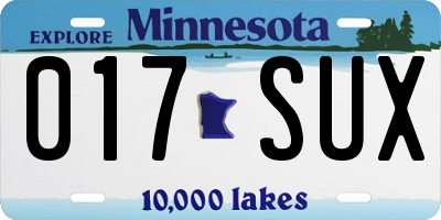 MN license plate 017SUX