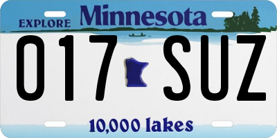 MN license plate 017SUZ