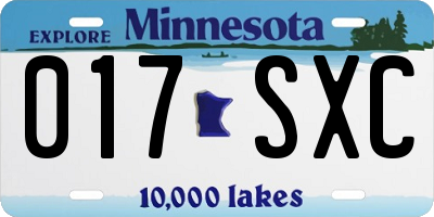 MN license plate 017SXC